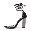 Big size 34-43 Women Heeled Sandals Bandage Rhinestone Ankle Strap Pumps Super High Heels 11 CM Square Heels Lady Shoes new #265