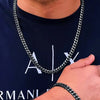 2pcs Street Hip Hop Stainless Steel Cuban Chain Necklace Bracelet Set for Men Chunky Chain Set Male Punk Jewelry