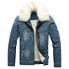 Men's Winter Jean Jacket Man's Outerwear Warm Denim Coat Mens Plus Size Thicker Fleece Lining Fur Collar Jacket for Couple MY211