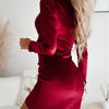 Women Sexy Mini Dress 2021 Spring Autumn Split Sheath Solid Folds Dress Lady Black Plus Size Tunic V-Neck Bodycon Dress Vestido