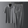 Minglu Summer Thin Male Sets (t-shirt+pants) Luxury Short Sleeve Sport Casual Silky Mens Set Fashion Loose Man Set Plus Size 4xl