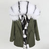 new raccoon fur collar Midlength Removable fox fur lining Send to overcome female Overcoat Ladies jacket Women's jacket