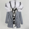 new raccoon fur collar Midlength Removable fox fur lining Send to overcome female Overcoat Ladies jacket Women's jacket