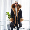 Maomaokong Women coat parkas natural Fox fur collar real Fur coat X-Long jacket Rabbit fur lining winter coats 2021