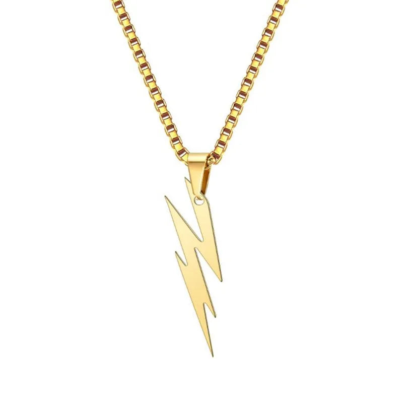 2021 Fashion Stainless Steel Retro Lightning Necklace Men's Hip Hop Party Locomotive Accessories Pendant Necklace Jewelry