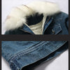 Men's Winter Jean Jacket Man's Outerwear Warm Denim Coat Mens Plus Size Thicker Fleece Lining Fur Collar Jacket for Couple MY211