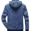 ABOORUN Men's Winter Denim Jackets Blue Fleece Hooded Jeans Jacket Brand Casual Cotton Coat for Male