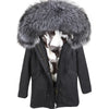 new raccoon fur collar Midlength Removable fox fur lining Send to overcome female Overcoat Ladies jacket Women's jacket