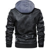 Motorcycle Men Leather Jacket Fall/Winter Velvet Lining Hooded Jacket Black Gray Red Brown Leisure PU Leather Hoodie Jacket