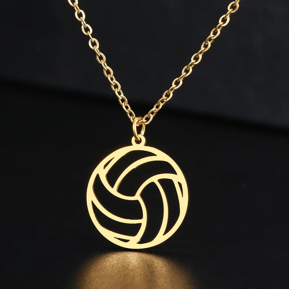 Stainless Steel Necklaces Beach Volleyball Hollow Ball Pendant Chain Collar Fashion Necklace For Women Men Jewelry Party Gifts