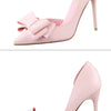 Korean Fashion Women's Shoes Wedding Bow High Heels Stiletto Heels Shallow Pointed Head Side Empty Thin Shoes