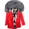 new raccoon fur collar Midlength Removable fox fur lining Send to overcome female Overcoat Ladies jacket Women's jacket