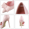 Korean Fashion Women's Shoes Wedding Bow High Heels Stiletto Heels Shallow Pointed Head Side Empty Thin Shoes