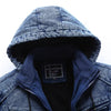 ABOORUN Men's Winter Denim Jackets Blue Fleece Hooded Jeans Jacket Brand Casual Cotton Coat for Male