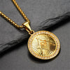 Men\\'s Classic Punk Gold Plated Freemason Round Medal Pendant Necklace Hip hop Style Rock Party Jewelry