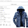 ABOORUN Men's Winter Denim Jackets Blue Fleece Hooded Jeans Jacket Brand Casual Cotton Coat for Male