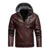 Maxulla Winter Men's Leather Jacket Mens Fleece Motorcycle Hooded Jackets Casual Outwear Thermal Leather Jackets Men Clothing