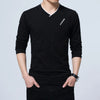 Mens Casual T-shirt Fashion Slim Long Sleeve V Neck Fitness T-shirts Tops Homme Tshirt Boyfriend Gift Harajuku Streetwear