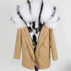 new raccoon fur collar Midlength Removable fox fur lining Send to overcome female Overcoat Ladies jacket Women's jacket