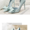 Korean Fashion Women's Shoes Wedding Bow High Heels Stiletto Heels Shallow Pointed Head Side Empty Thin Shoes