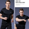 Black Compression Men T-shirts workout Sports Running T-shirt Short Sleeve Quick Dry Tshirt Fitness Exercise Gym Clothing