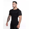 Compression Quick dry T-shirt Men Running Sport Skinny Short Tee Shirt Male Gym Fitness Bodybuilding Workout Black Tops Clothing