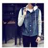 Men Hooded Denim Jacket Mens Casual Jean Jackets Mens Streetwear Cowboy jacket Male Hat Detachable Coat 4XL 5XL