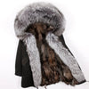 MAOMAOKONG Natural Fox Fur Liner Long Outerwear Winter Jacket Raccoon Fur Lining Big Real Fox Fur Collar Coat Parkas