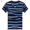 Male V-neck Tees Tops Men's Short Sleeve Tshirt Man Cotton Striped T Shirts Mens Clothing Multi Size