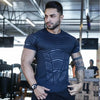 Compression Quick dry T-shirt Men Running Sport Skinny Short Tee Shirt Male Gym Fitness Bodybuilding Workout Black Tops Clothing