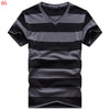 Male V-neck Tees Tops Men's Short Sleeve Tshirt Man Cotton Striped T Shirts Mens Clothing Multi Size