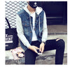 Men Hooded Denim Jacket Mens Casual Jean Jackets Mens Streetwear Cowboy jacket Male Hat Detachable Coat 4XL 5XL