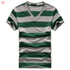 Male V-neck Tees Tops Men's Short Sleeve Tshirt Man Cotton Striped T Shirts Mens Clothing Multi Size