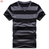 Male V-neck Tees Tops Men's Short Sleeve Tshirt Man Cotton Striped T Shirts Mens Clothing Multi Size