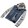 Men Hooded Denim Jacket Mens Casual Jean Jackets Mens Streetwear Cowboy jacket Male Hat Detachable Coat 4XL 5XL