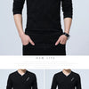 Mens Casual T-shirt Fashion Slim Long Sleeve V Neck Fitness T-shirts Tops Homme Tshirt Boyfriend Gift Harajuku Streetwear