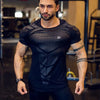 Compression Quick dry T-shirt Men Running Sport Skinny Short Tee Shirt Male Gym Fitness Bodybuilding Workout Black Tops Clothing