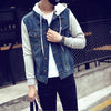 Men Hooded Denim Jacket Mens Casual Jean Jackets Mens Streetwear Cowboy jacket Male Hat Detachable Coat 4XL 5XL