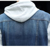 Men Hooded Denim Jacket Mens Casual Jean Jackets Mens Streetwear Cowboy jacket Male Hat Detachable Coat 4XL 5XL