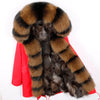 MAOMAOKONG Natural Fox Fur Liner Long Outerwear Winter Jacket Raccoon Fur Lining Big Real Fox Fur Collar Coat Parkas