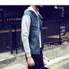 Men Hooded Denim Jacket Mens Casual Jean Jackets Mens Streetwear Cowboy jacket Male Hat Detachable Coat 4XL 5XL