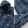 DIMUSI Men’s Denim Jacket Trendy Fashion Male Denim Jean Hoodies Casual Male Fleece Warm Windbreaker Cowboy Coats Mens Clothing