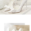 Korean Fashion Women's Shoes Wedding Bow High Heels Stiletto Heels Shallow Pointed Head Side Empty Thin Shoes