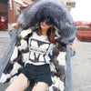 new raccoon fur collar Midlength Removable fox fur lining Send to overcome female Overcoat Ladies jacket Women's jacket