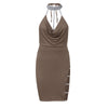 Sexy Women's Bandage Chooker Bodycon Dress V Neck Sleeveless Hollow Out Vestidos Ladies Evening Party Club Mini Sheath Dresses