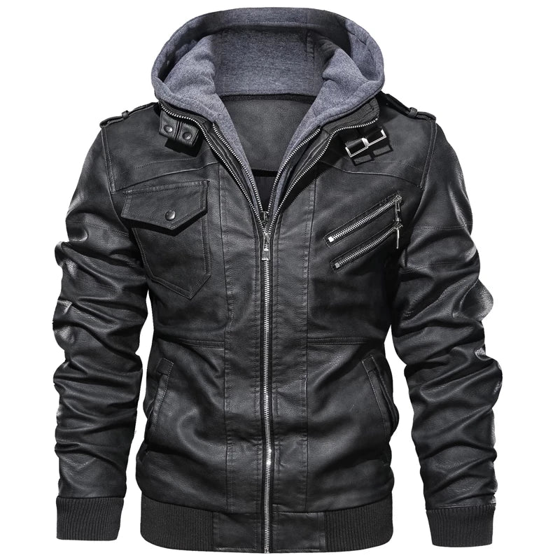 Leather Jacket Men's Winter Vintage Motorcycle Biker Leather Jacket Coat Windproof Warm Winter Pilot Leather Jackets