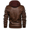 Motorcycle Men Leather Jacket Fall/Winter Velvet Lining Hooded Jacket Black Gray Red Brown Leisure PU Leather Hoodie Jacket