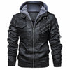 Motorcycle Men Leather Jacket Fall/Winter Velvet Lining Hooded Jacket Black Gray Red Brown Leisure PU Leather Hoodie Jacket