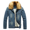 Men's Winter Jean Jacket Man's Outerwear Warm Denim Coat Mens Plus Size Thicker Fleece Lining Fur Collar Jacket for Couple MY211