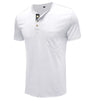 2201 Summer Men T-Shirts Casual Henry Neck Fashion Simple All-Match Pocket Gentlemen Youth Slim Fit Short Sleeve Daily Tees Male